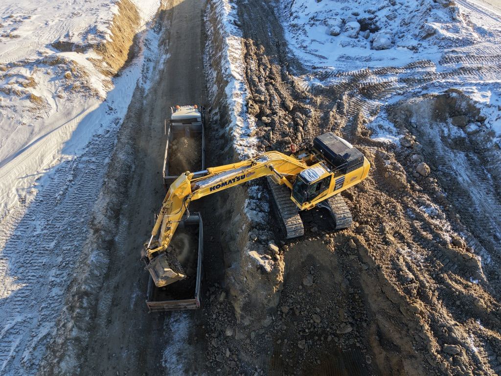 Aerial view of RTRC gravel pit operations