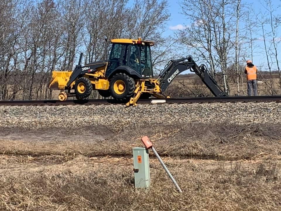 Track work on the active rail corridor