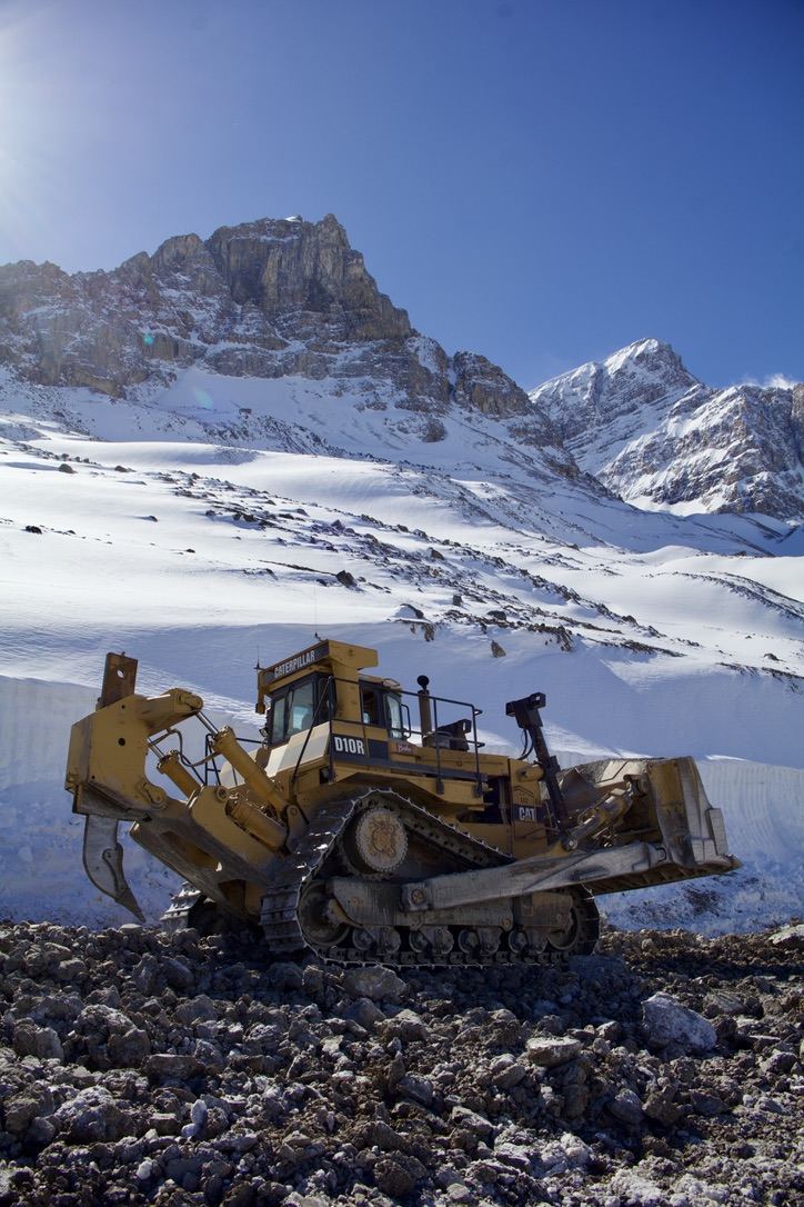 Dozer working the remote mountain road